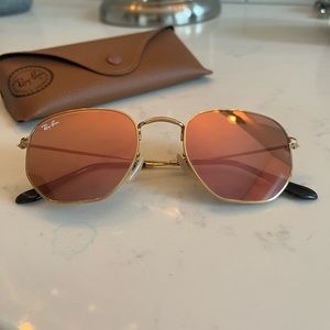 Ray-Ban Hexagonal gold/mirrored sunglasses